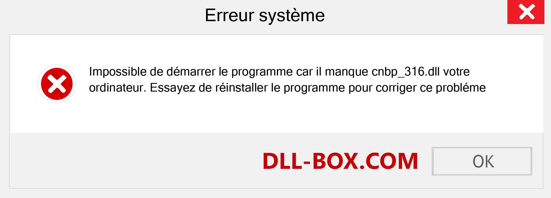 Le fichier cnbp_316.dll est manquant ?. Télécharger pour Windows 7, 8, 10 - Correction de l'erreur manquante cnbp_316 dll sur Windows, photos, images